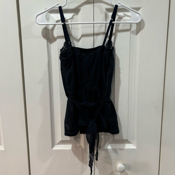 ABERCROMBIE & FITCH Women’s Adjustable Floral Lace Tank Top w/ Bow - navy size S - Picture 4 of 5